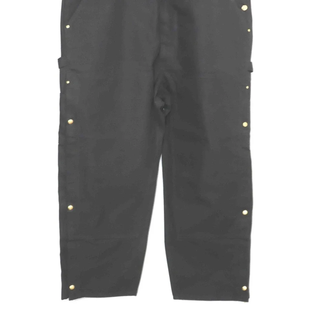NWT Carhartt Firm Duck Black Loose Fit Zip-to-Thigh Bib Overalls Mens 50 x 30